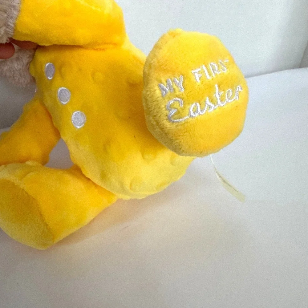 My First Easter Plush Bunny Rabbit Yellow Minky Sherpa Stuffed Animal Holiday